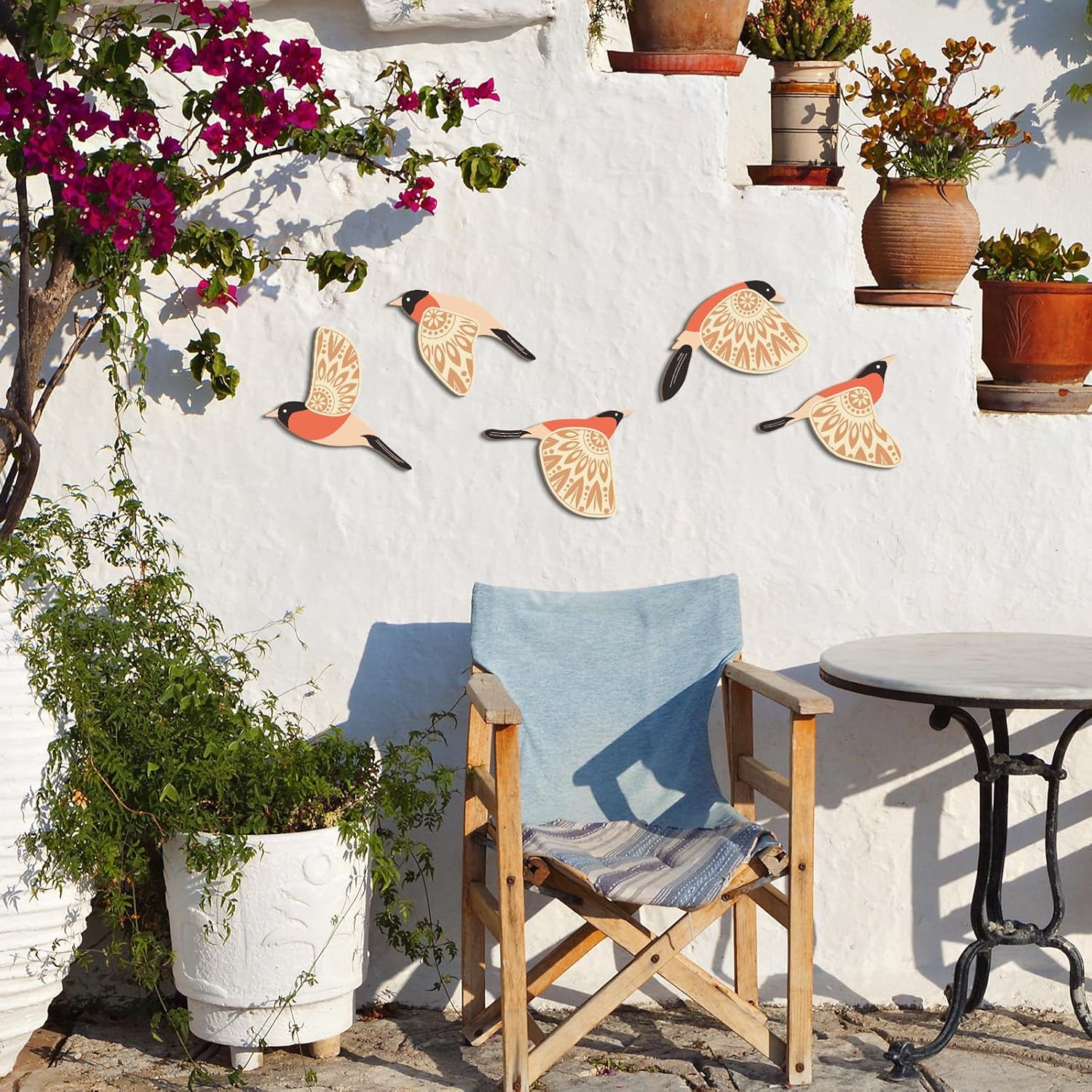 5 Pcs Wooden Bird Wall Art