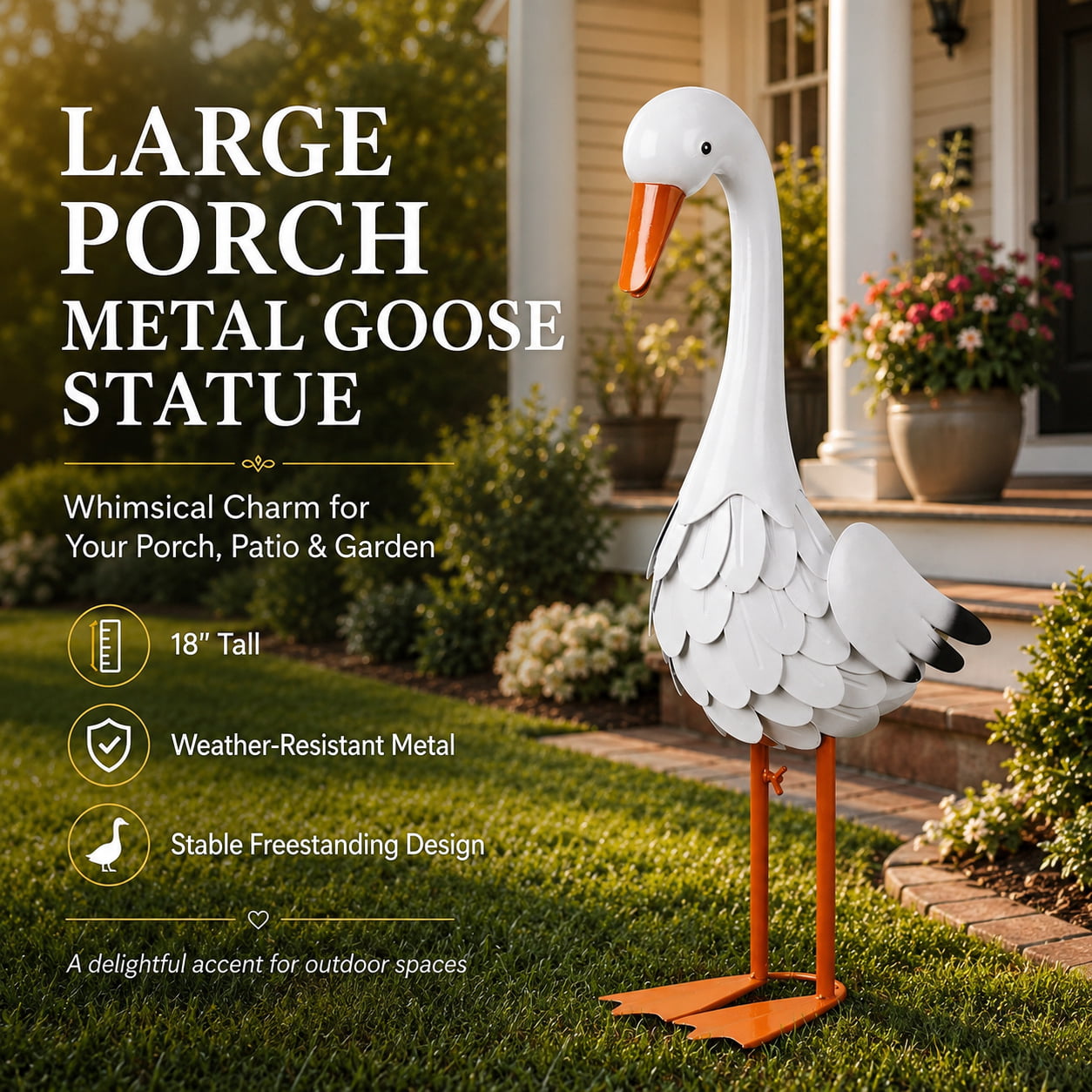 Large Porch Metal Goose Statue