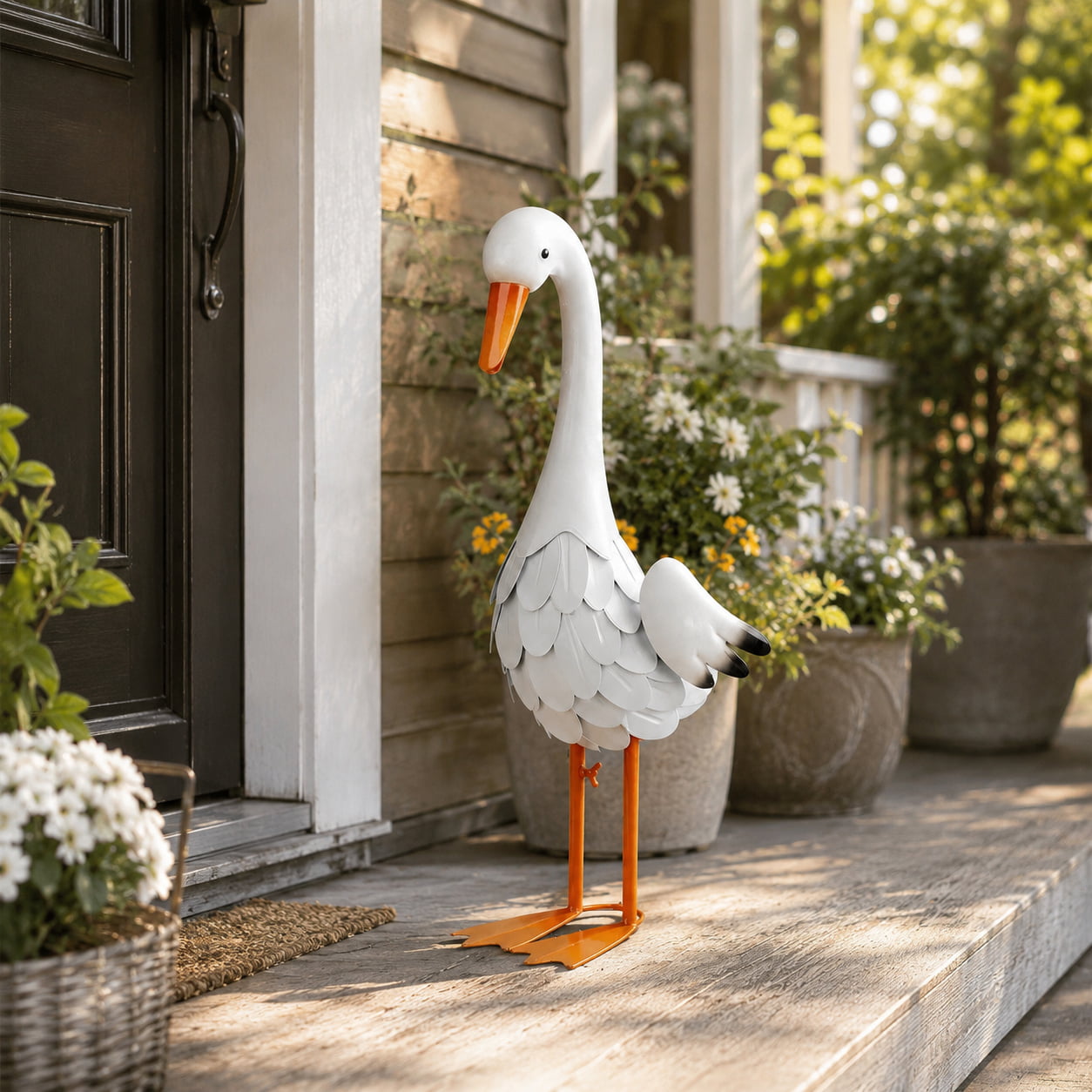 Large Porch Metal Goose Statue