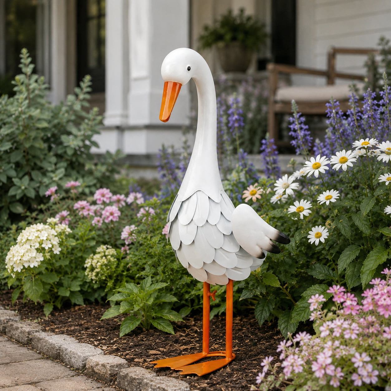 Large Porch Metal Goose Statue