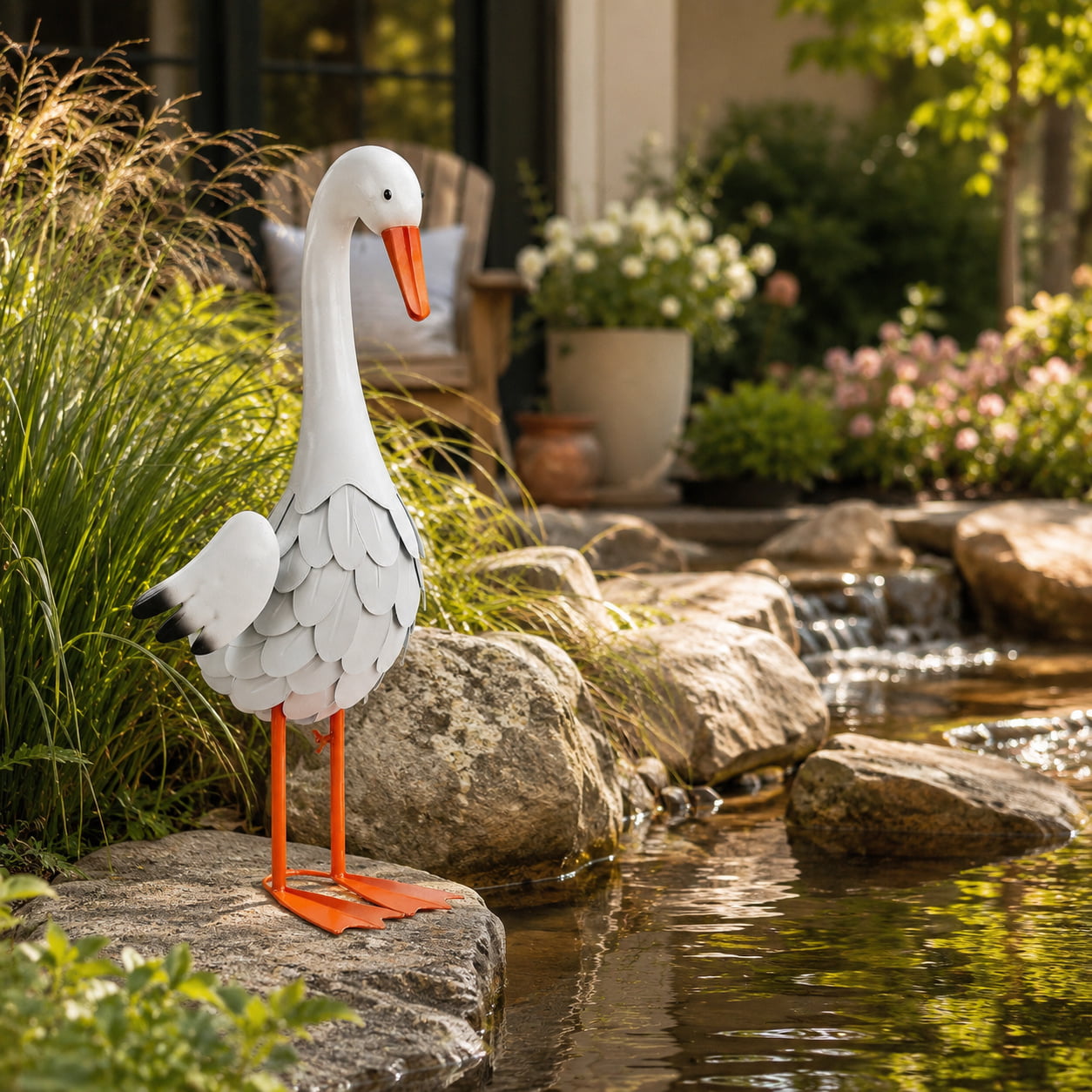 Large Porch Metal Goose Statue