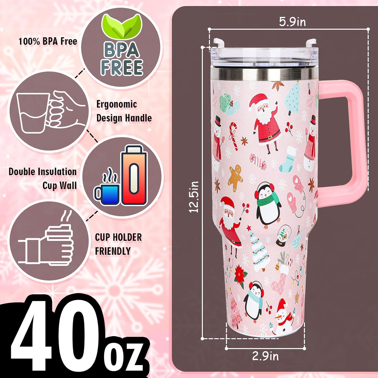 40oz Christmas Tumbler Coffee Cup