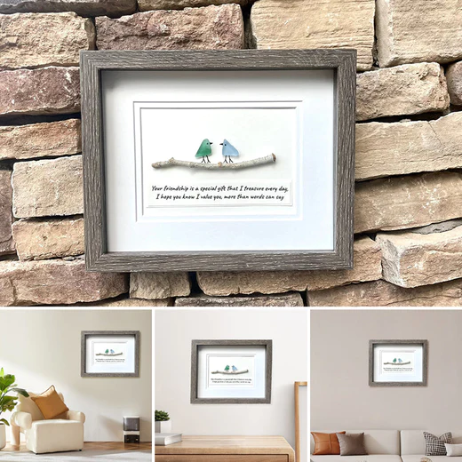 🔥 Last Day 49%OFF🔥SEA GLASS RAINBOW BIRDS - FRAMED UNIQUE HANDMADE