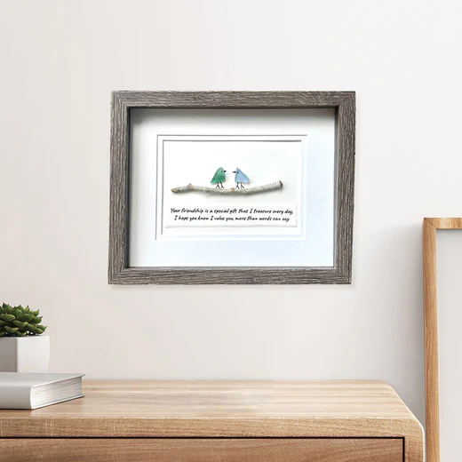 🔥 Last Day 49%OFF🔥SEA GLASS RAINBOW BIRDS - FRAMED UNIQUE HANDMADE