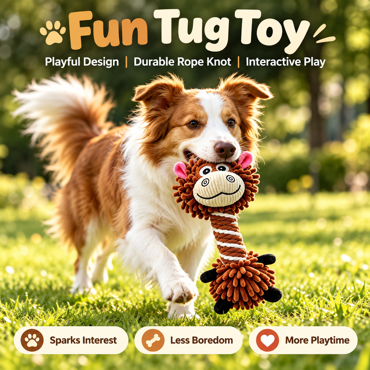 Reinforced Plush Dog Toy – Double-Stitched Squeaky Rope Chew & Tug Toy