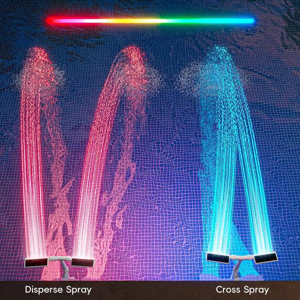 Solar Pool Fountain with Lights Dual Arc