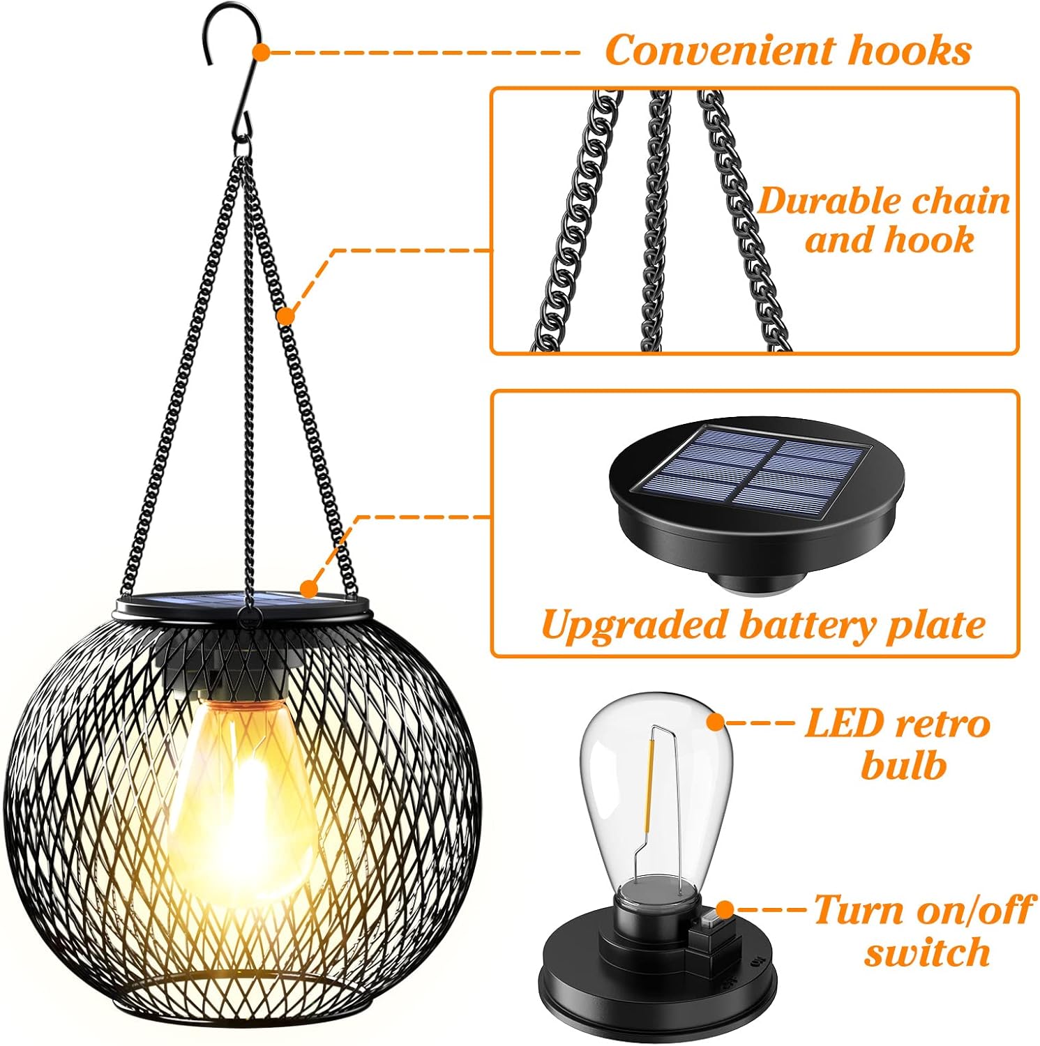 2 Pack Outdoor Solar Hanging Light