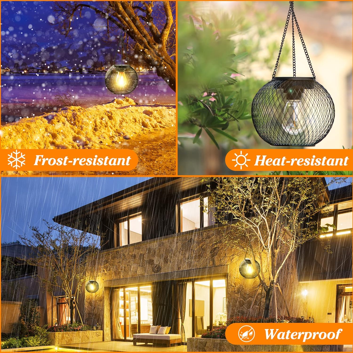 2 Pack Outdoor Solar Hanging Light