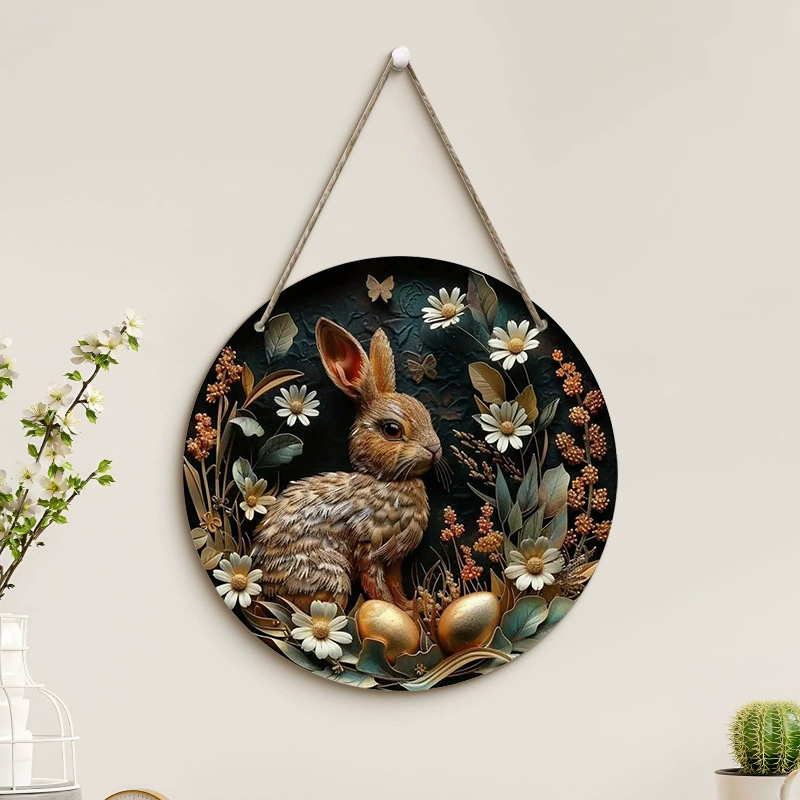 12" Easter Pendant Egg Wreath Bunny Suncatcher