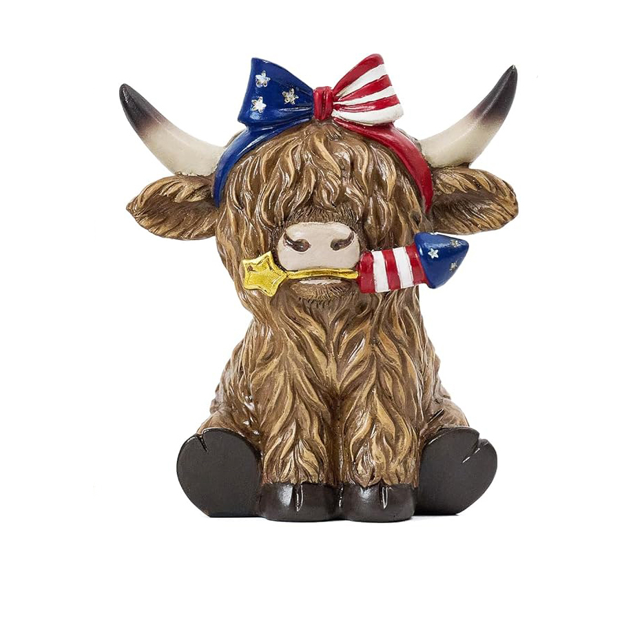 Freedom Herd – Patriotic Highland Cow Decor, Hand-Painted 4th of July & Memorial Day