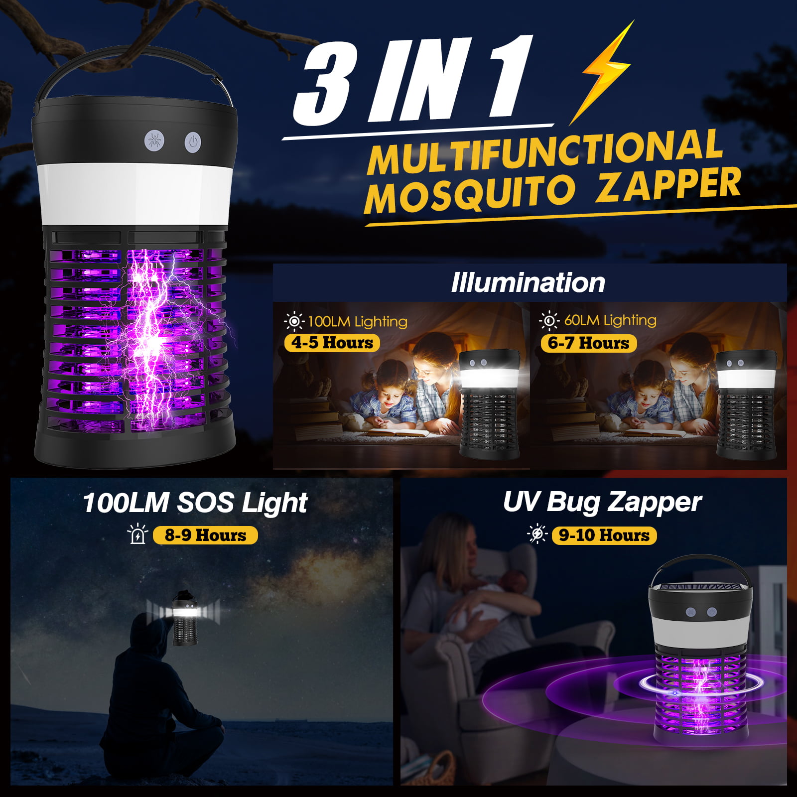 Solar Bug Zapper Outdoor Waterproof