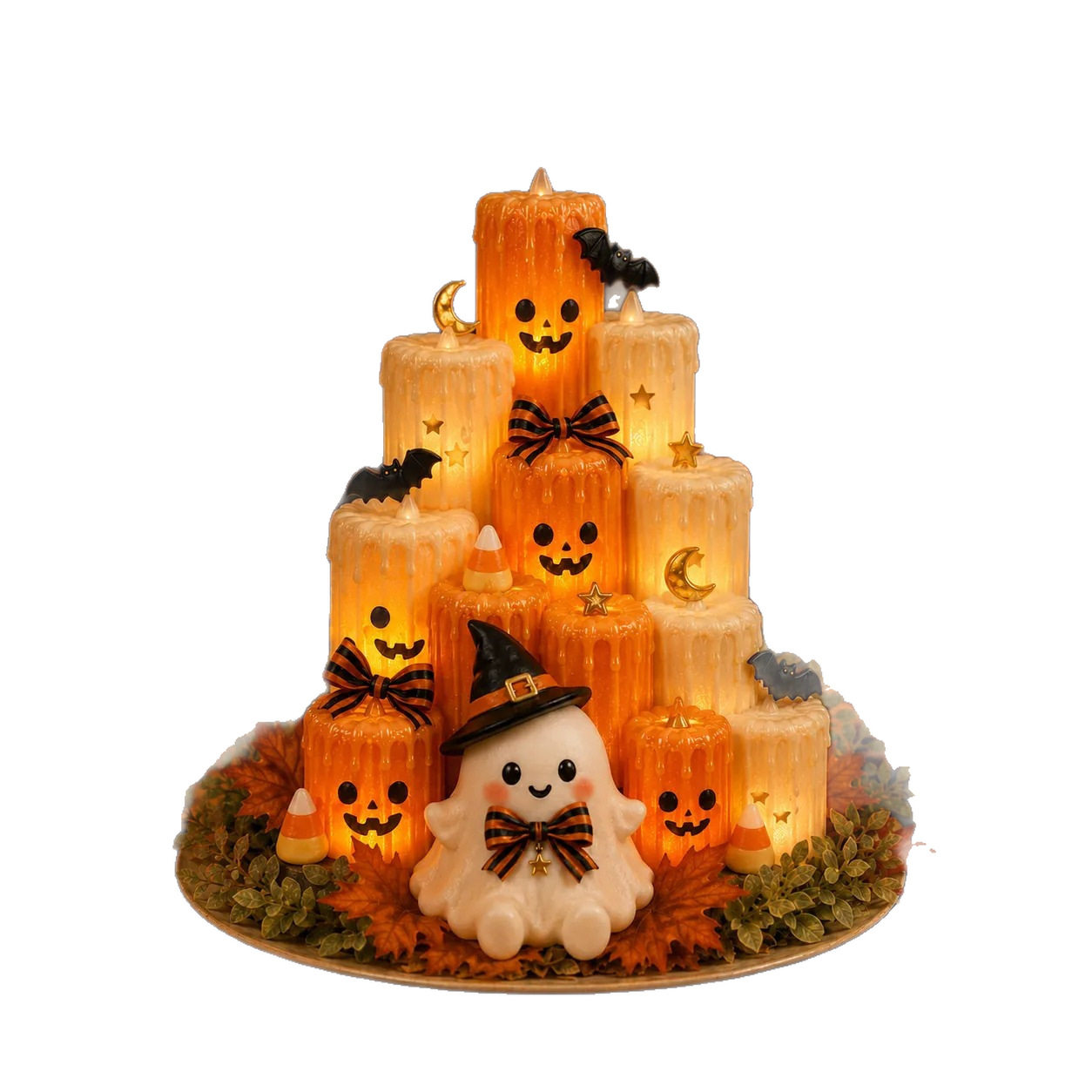 Hand-crafted intricate resin pumpkin ghost sculpting details