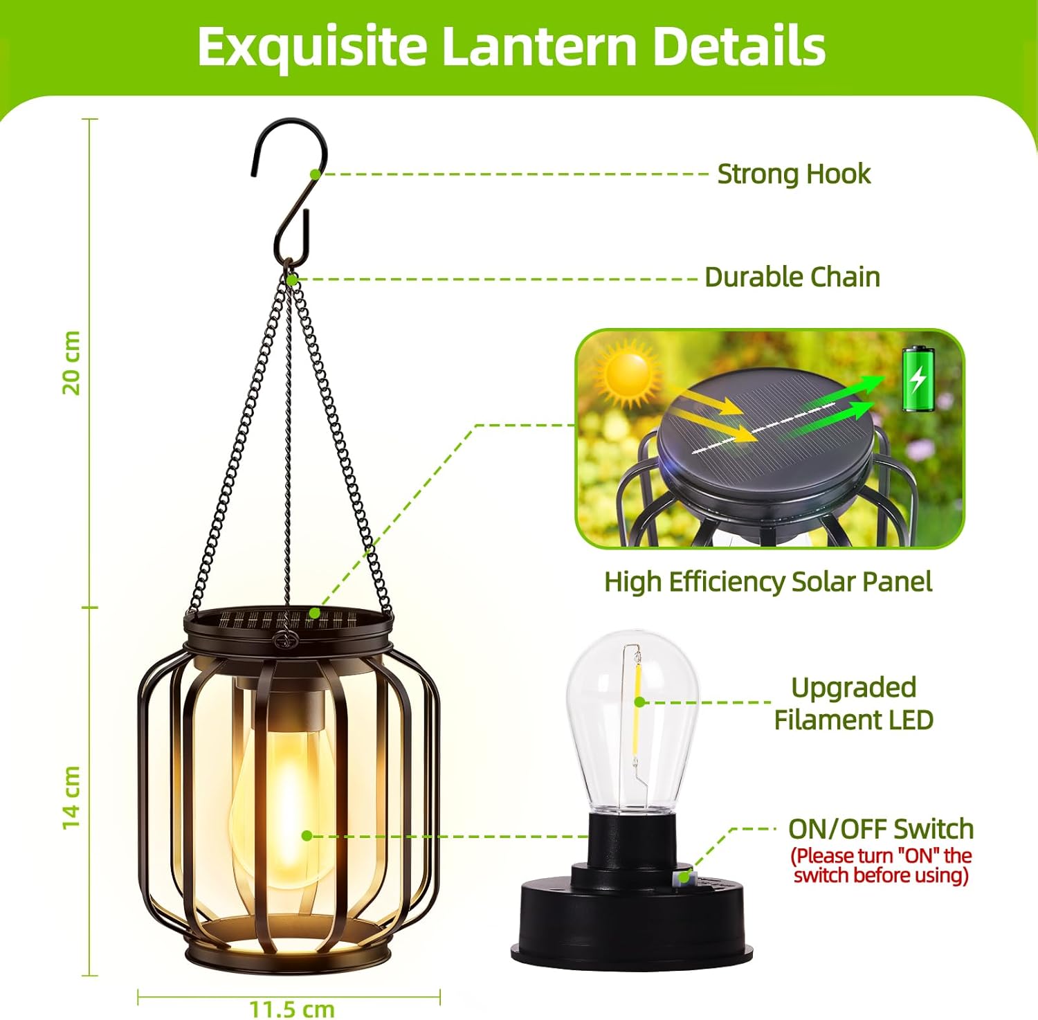 2 Pack Outdoor Solar Hanging Light