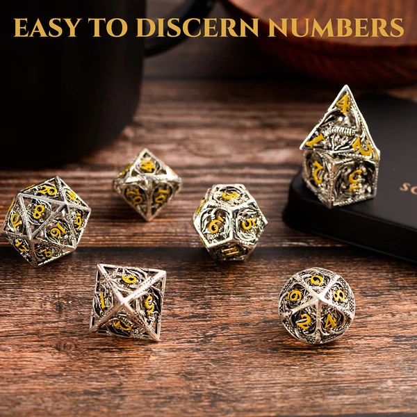 Hollow Metal Dragon Shaped Carving Dice Set