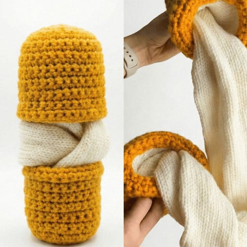 🧀 Cozy Mozzarella Cheese Scarf – Warm Hands & Big Smiles! 🧣❄️ Perfect Winter Fun!