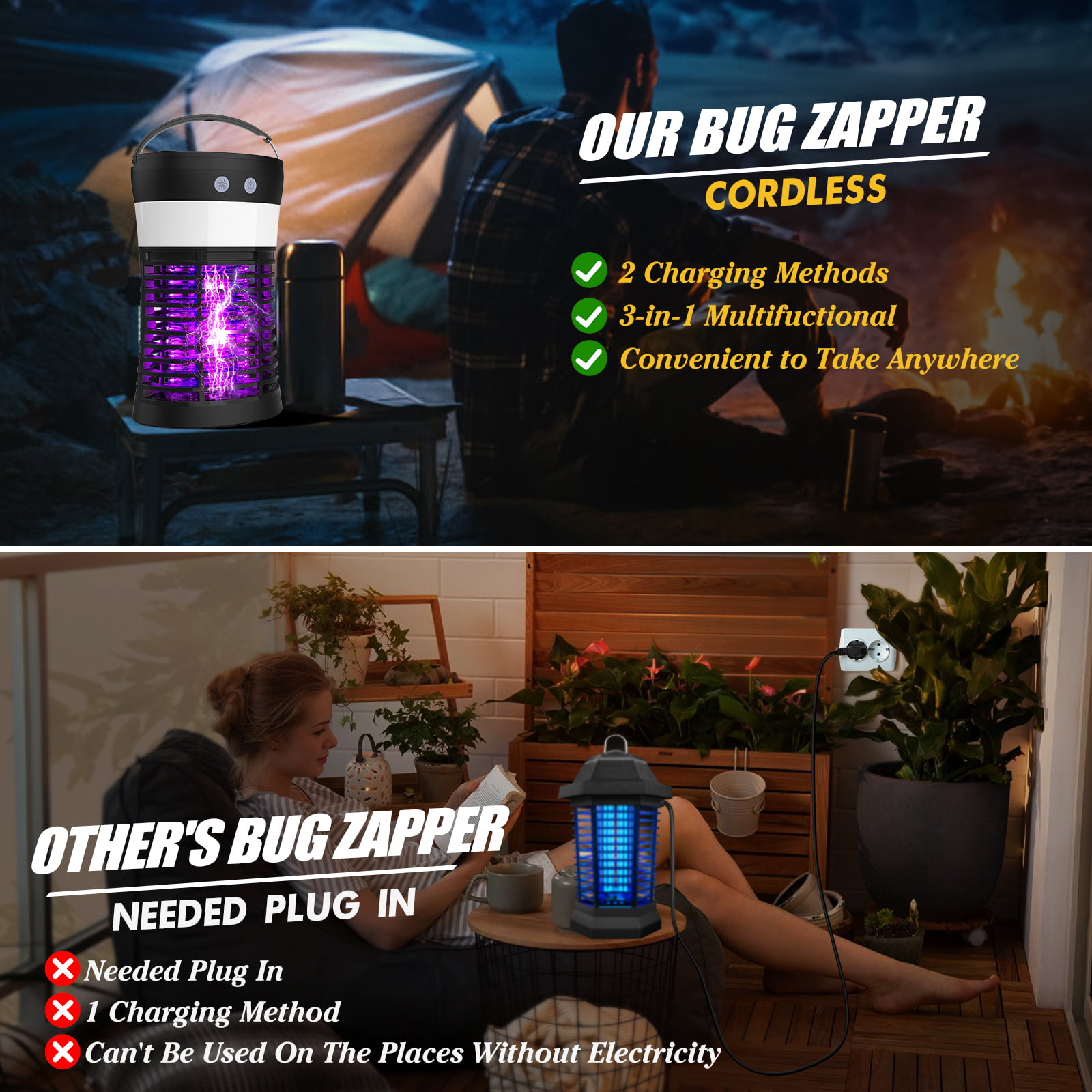 Solar Bug Zapper Outdoor Waterproof