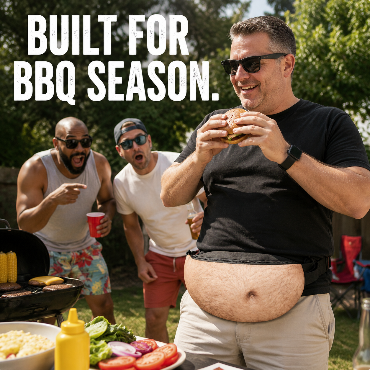 Funny realistic beer belly fanny pack