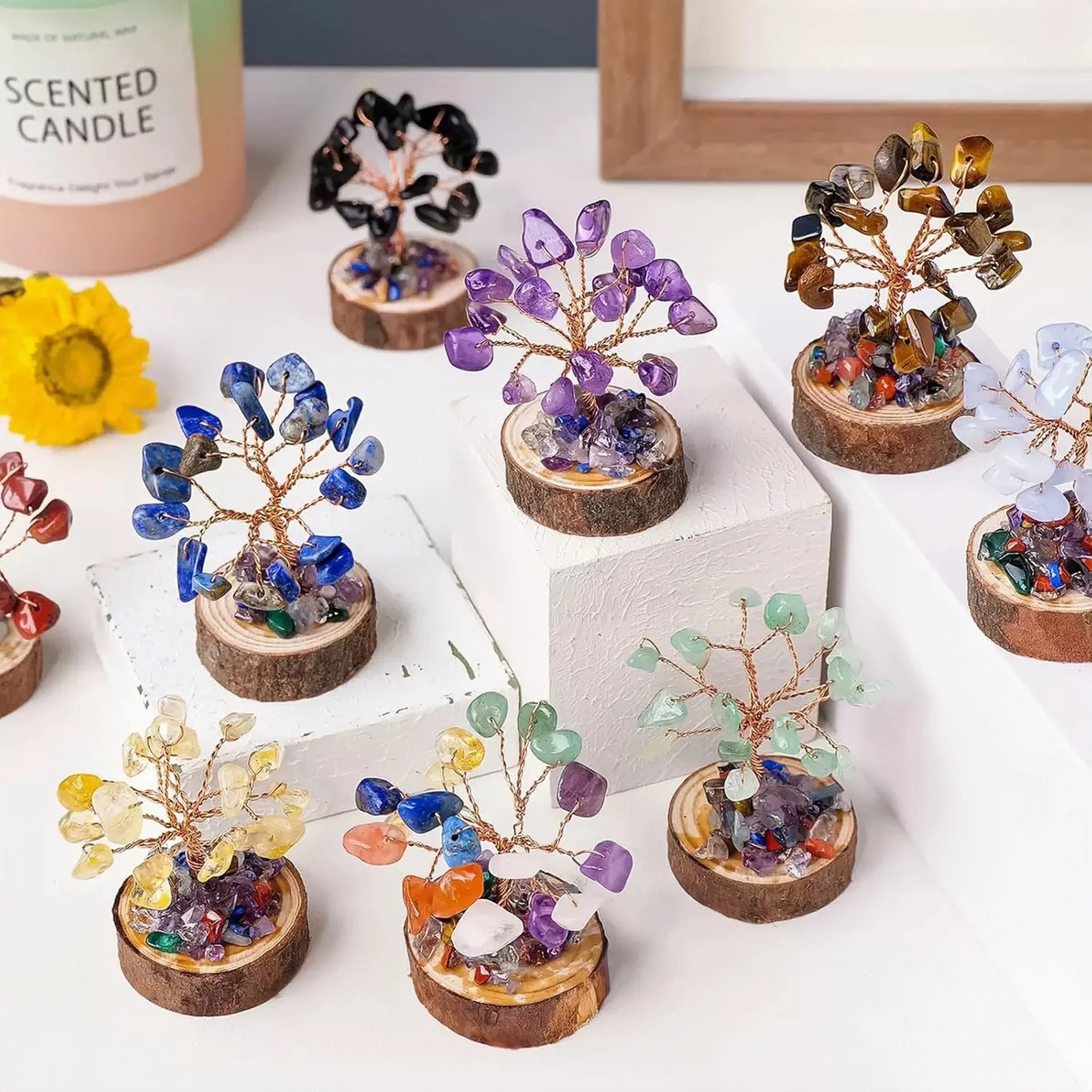 🍀12 Mini Crystal Tree Set｜Feng Shui Gemstones for Energy Healing