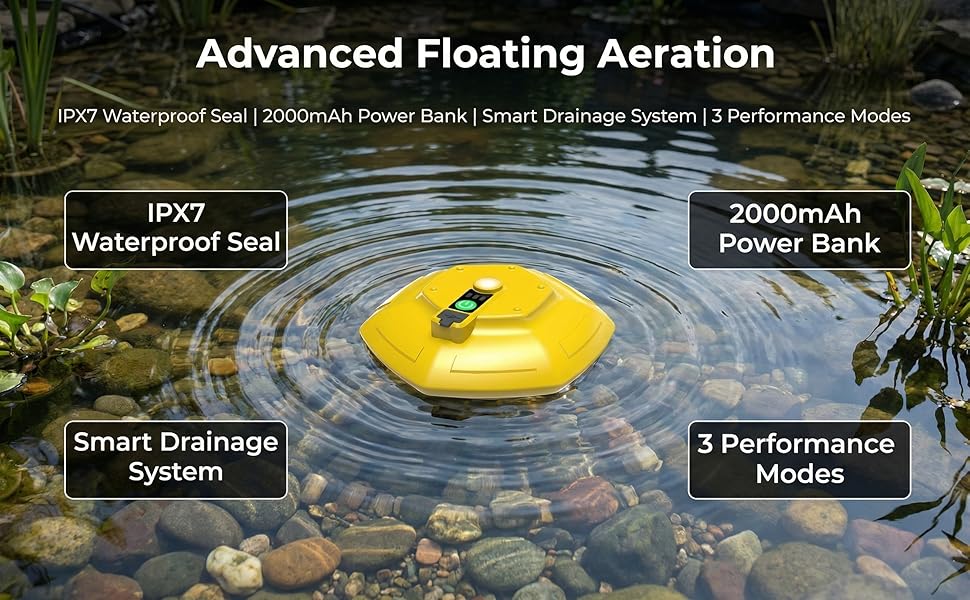 Ipx7 Floating &amp;amp; Rechargeable Bait Bucket Aerator