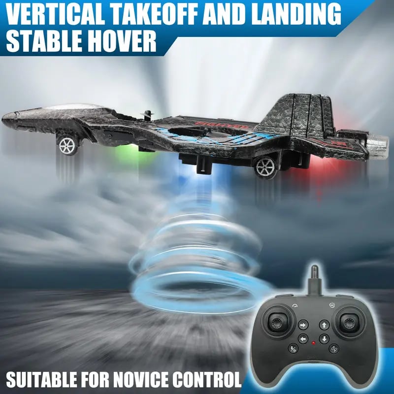 🎉RC Stunt Fighter Jet Toy for Kids with 360° Flips & LED Lights