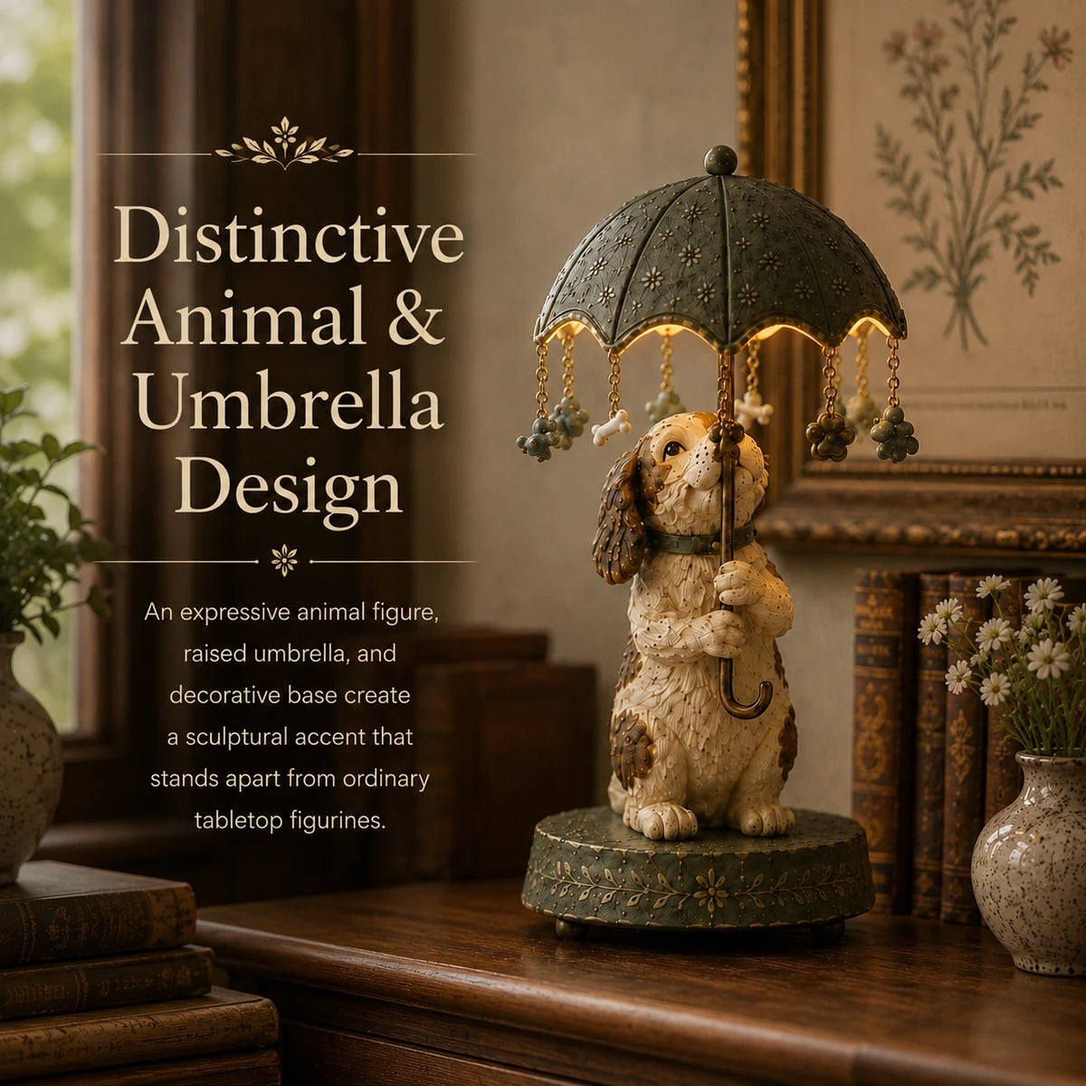 Dog style Vintage Umbrella Animal Accent Light
