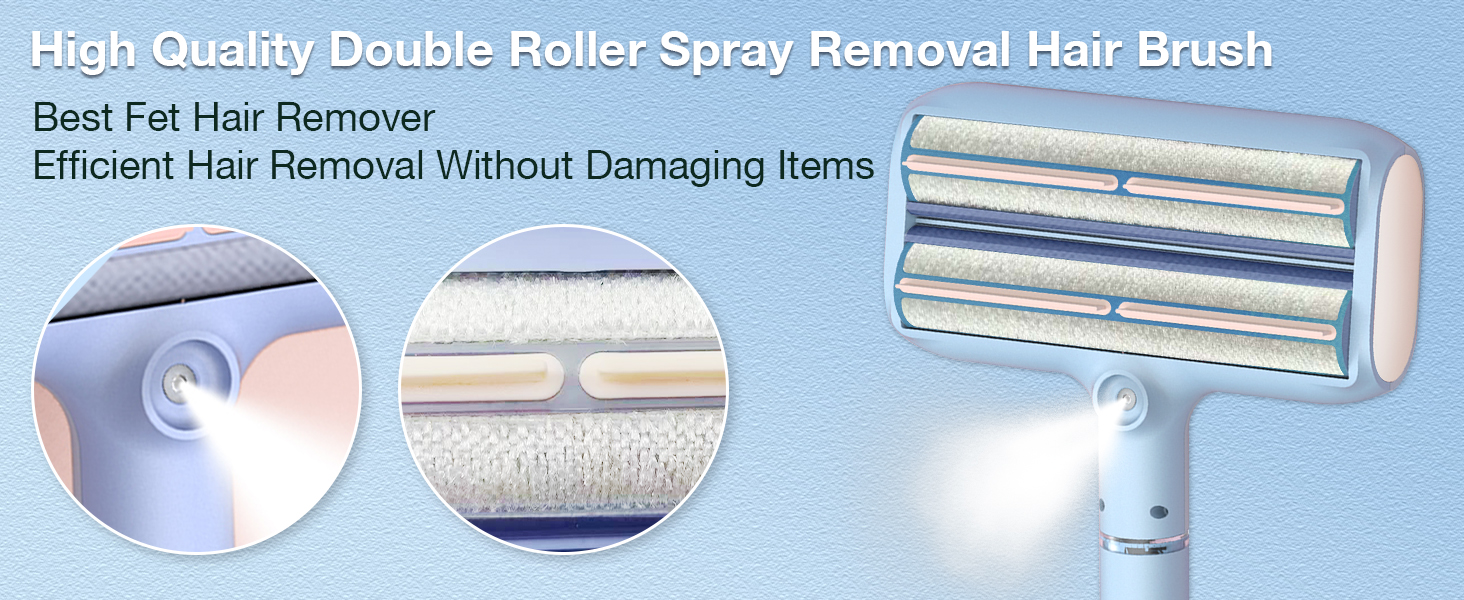 全新升级双滚轮宠物脱毛器，带喷雾功能