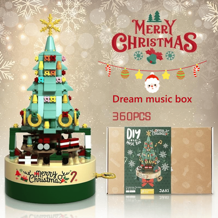Christmas Tree Music Box Built With 361 Building Blocks