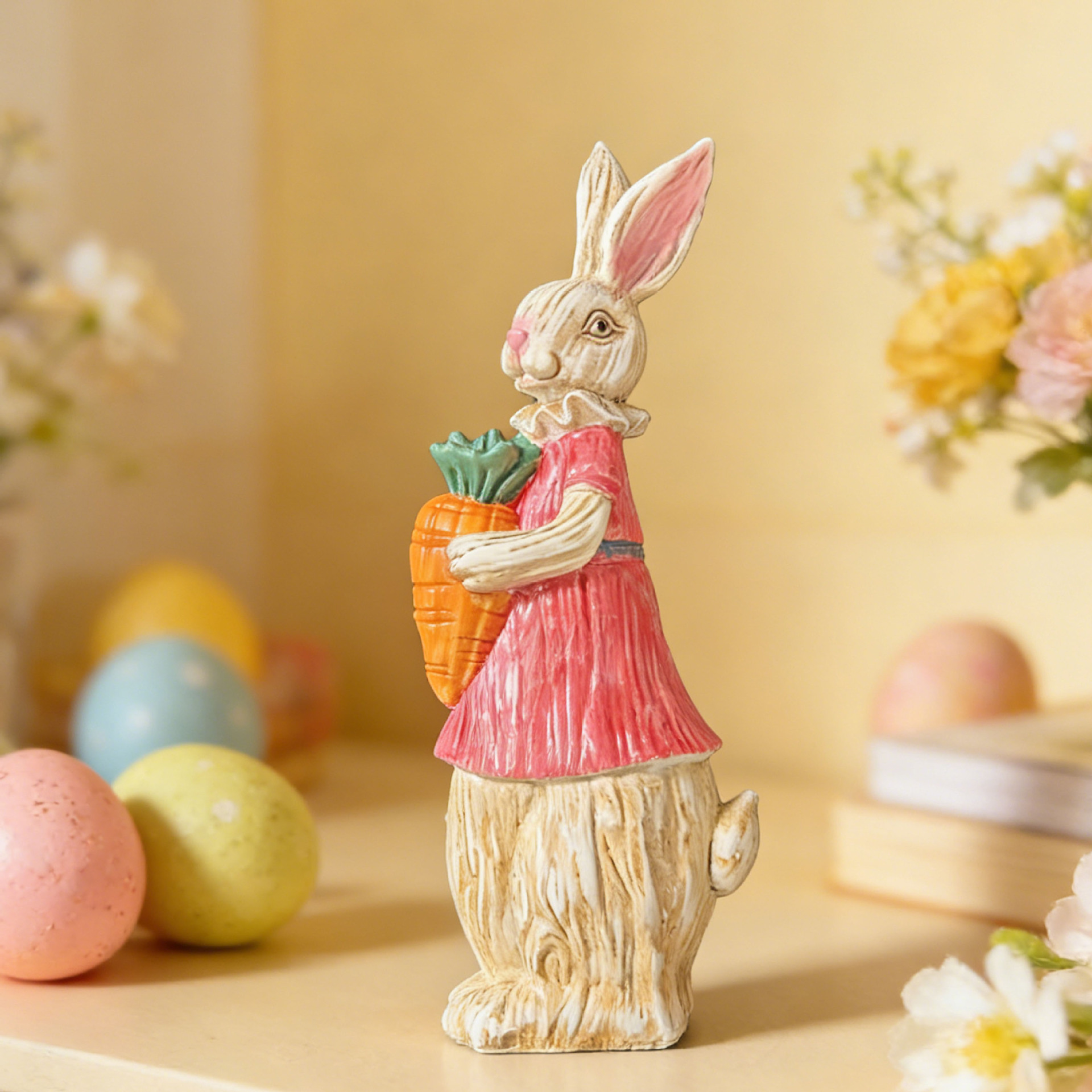 🐰 Easter Bunny Family Figurines – Rustic Resin Spring Decor 🥕✨