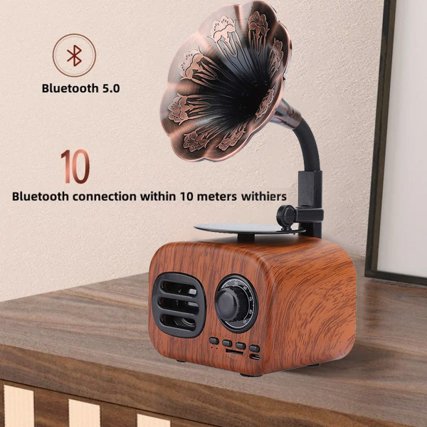 ❤️Retro Wooden Phonograph Bluetooth Speaker