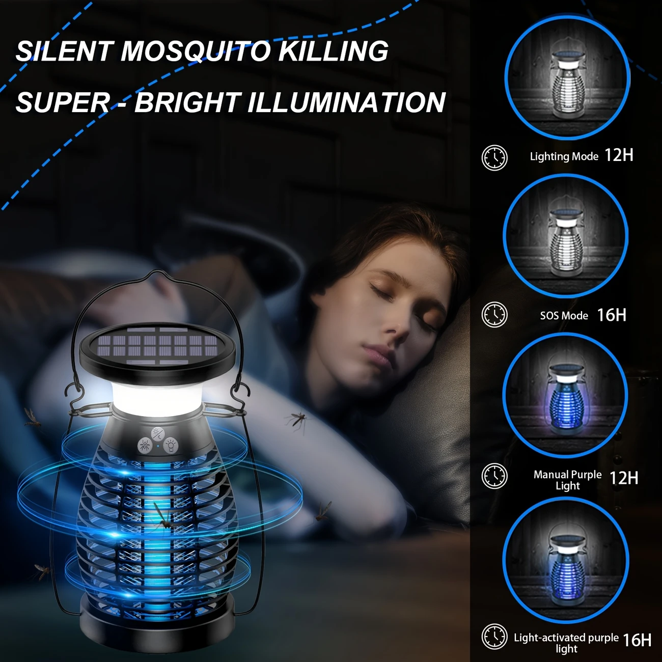 Portable Rechargeable Outdoor Bug Zapper Solar Powered