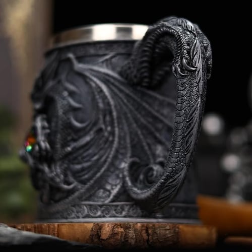 Retro Gem Dragon Stainless Steel Mug