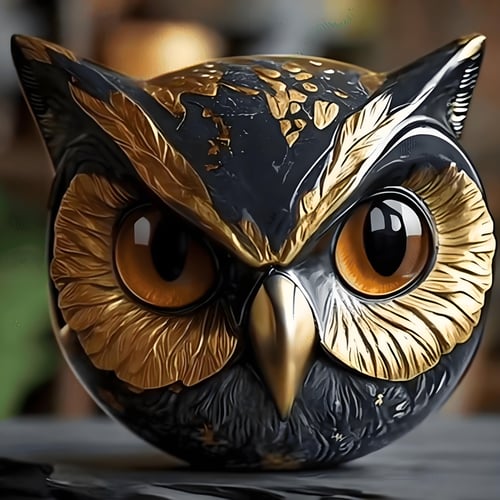 🔥LAST DAY 49% OFF🦉2025 Luxurious Black-gold Owl Stone Sculpture