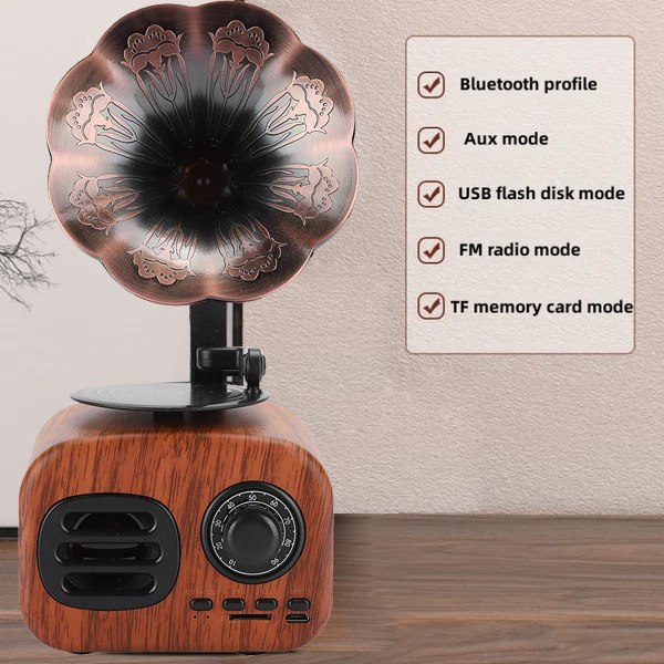❤️Retro Wooden Phonograph Bluetooth Speaker