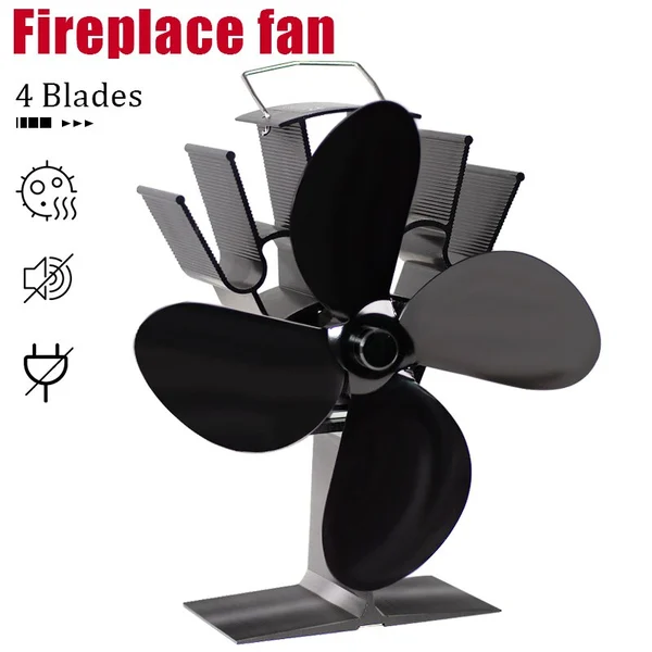 Four-blade Self-starting Thermal Cycle Fireplace Fan