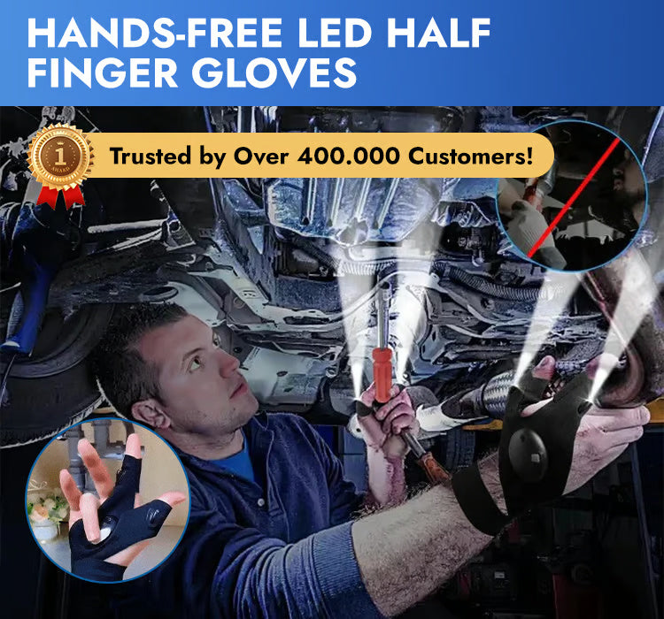 🔥You Must Own🔥 Hands-Free LED Half Finger Gloves