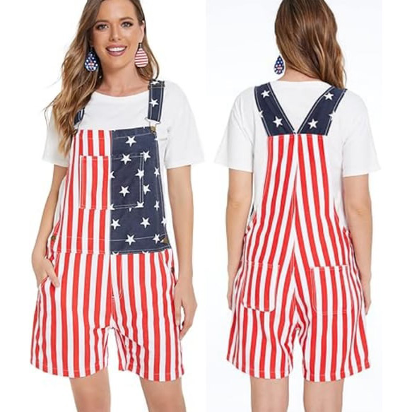 🔥Unisex Retro Independence Day Flag Overalls