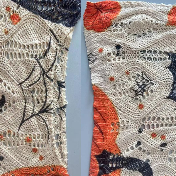 🎃Women's Halloween Pumpkin Print Long Sleeve Knit Top