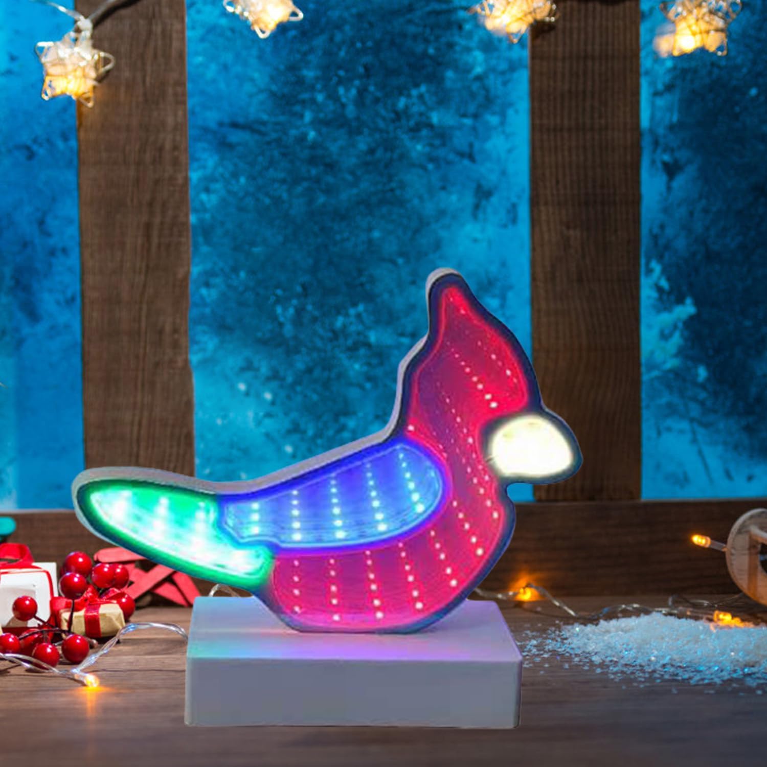 Infinity Mirror Tunnel LED Red Bird Night Light