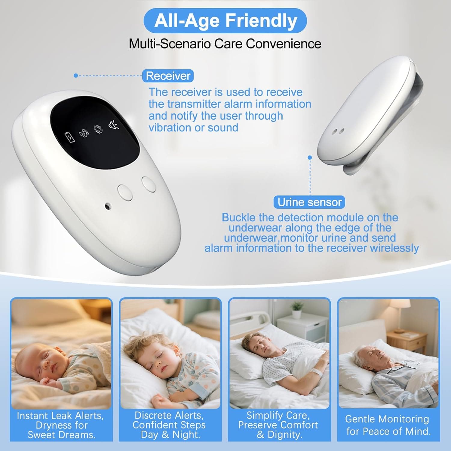 Incontinence Sensor Monitor Alarm for Elderly