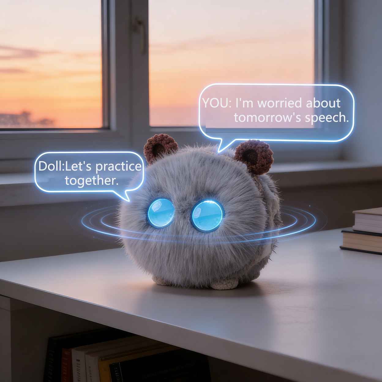 AI-Powered Plushie with Expressive Eyes · Healing Every Moment You Spend Alone