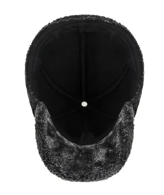Winter Warm Men Soft Leather Baseball Cap with Earflap