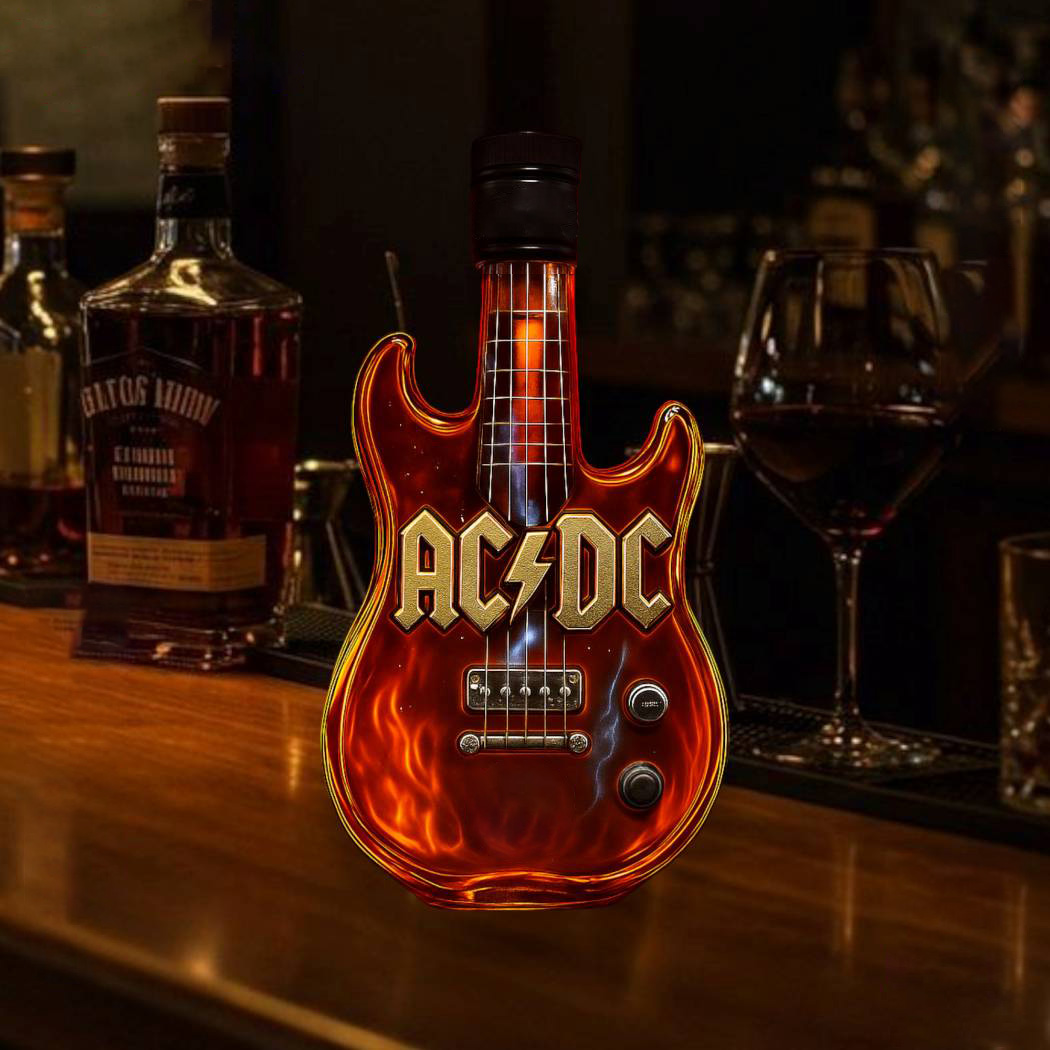 AC/DC Rock Guitar Whiskey Bottle