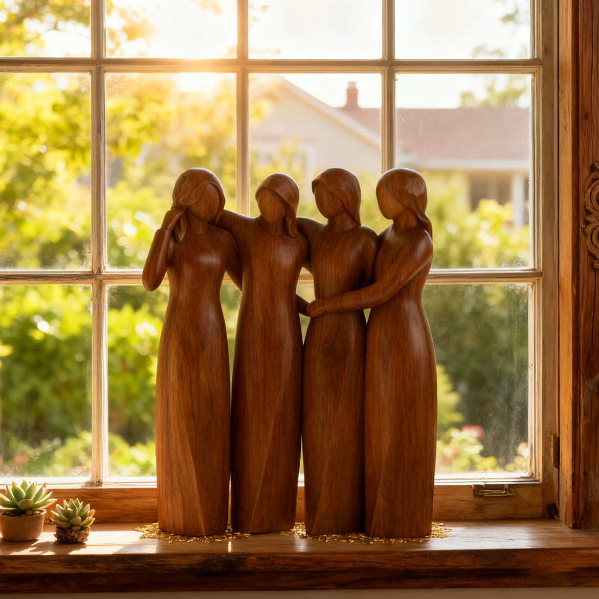 💖🔥LAST DAY 49 % OFF👩🏻‍🤝‍👩🏻Sisters by My Side, Celebrates Friendships Three Sisters Wooden Sculpture