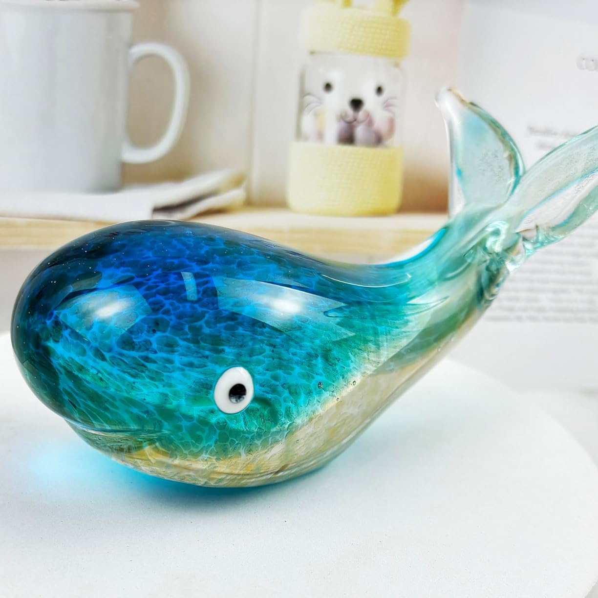 Handmade Crystal Whale Figurine Decor