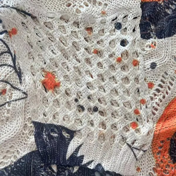 🎃Women's Halloween Pumpkin Print Long Sleeve Knit Top