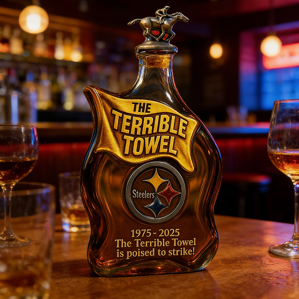 The Terrible Towel 1975–2025 Anniversary Whiskey Bottle