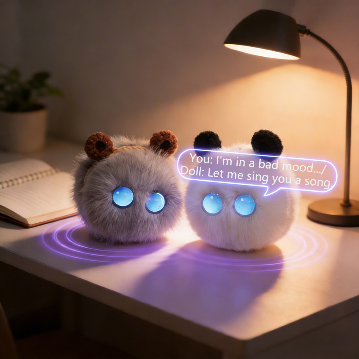 AI-Powered Plushie with Expressive Eyes · Healing Every Moment You Spend Alone
