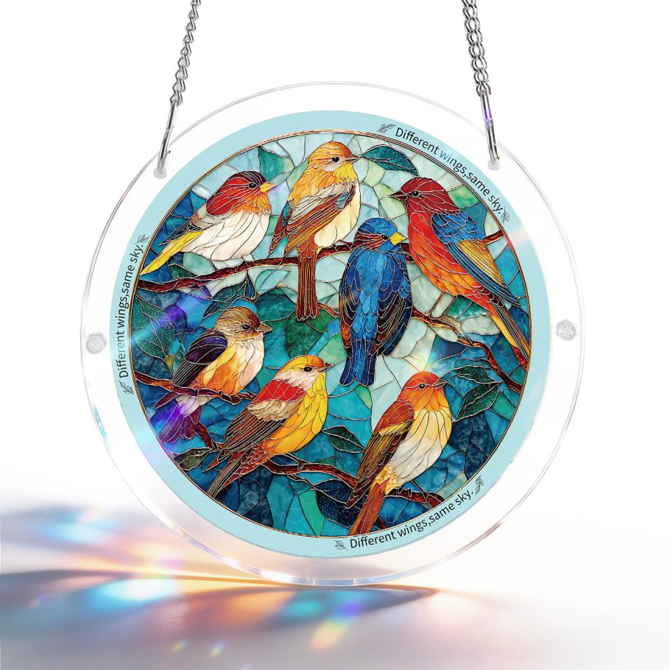 Stained Glass Jigsaw Puzzle Suncatcher