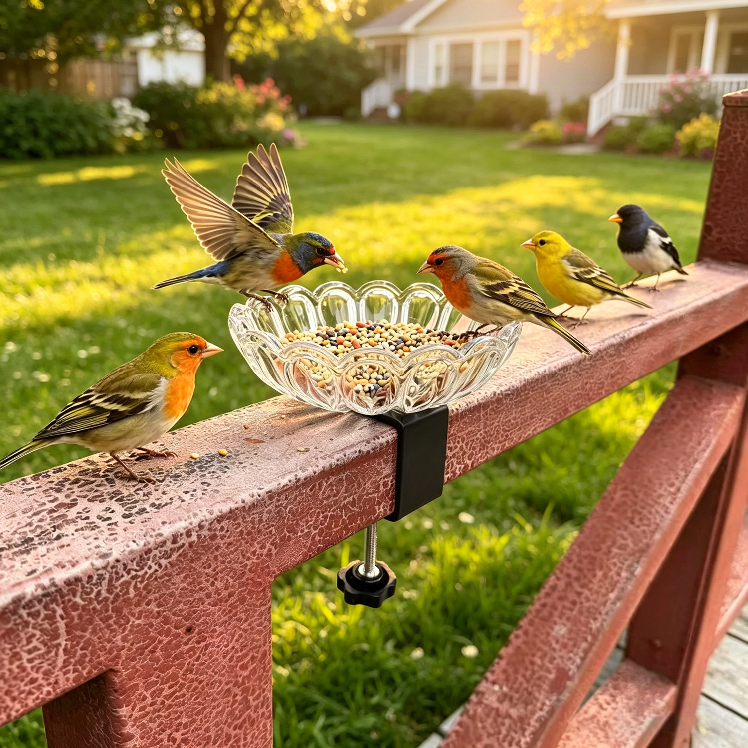 Glass Flower Petal Bird Feeder