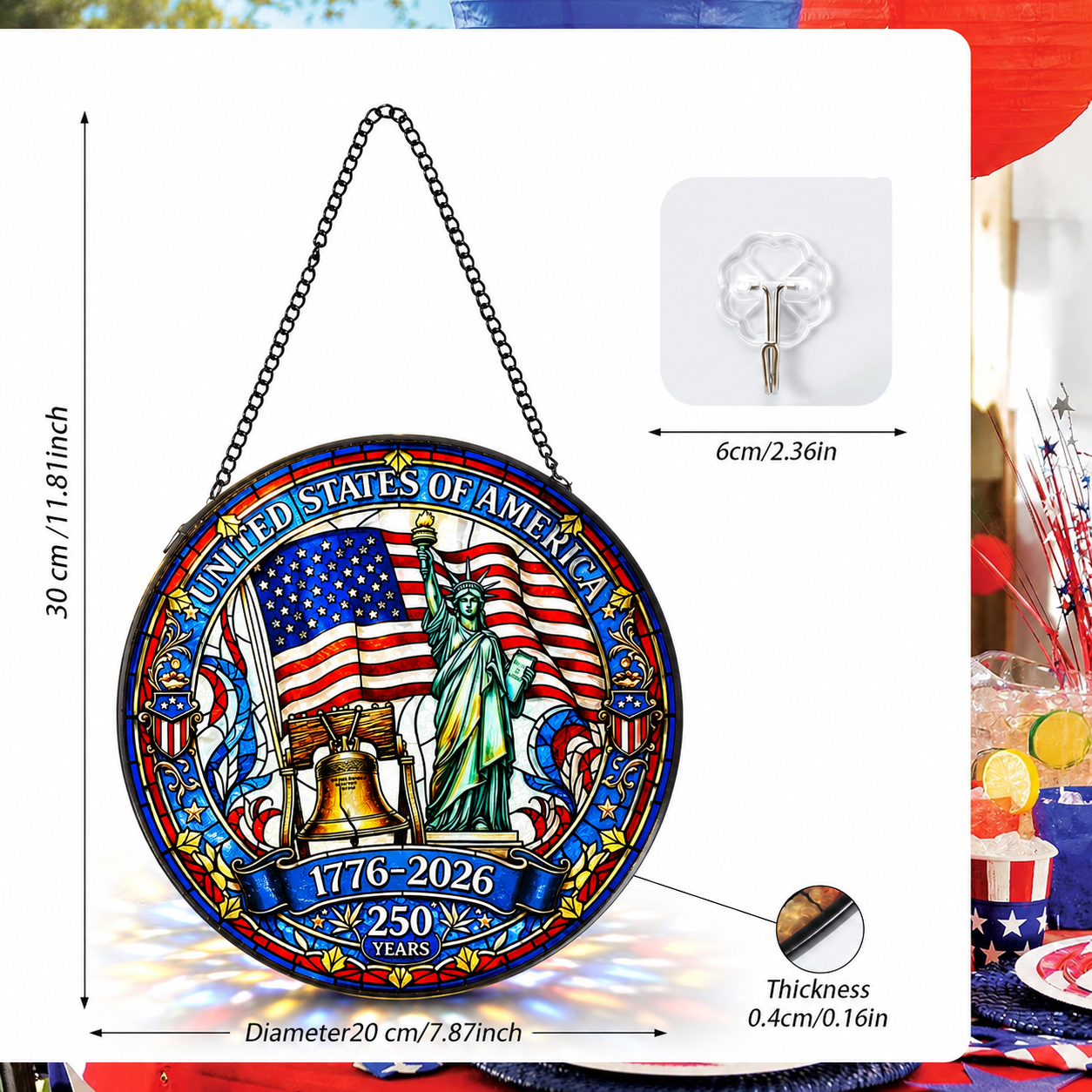 ✨ 250th Anniversary Patriotic Stained Glass Suncatcher